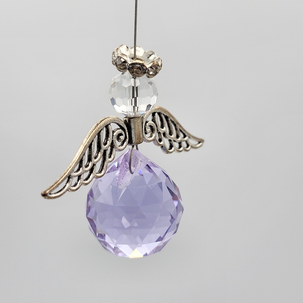 Purple Crystal Angel Pendant
